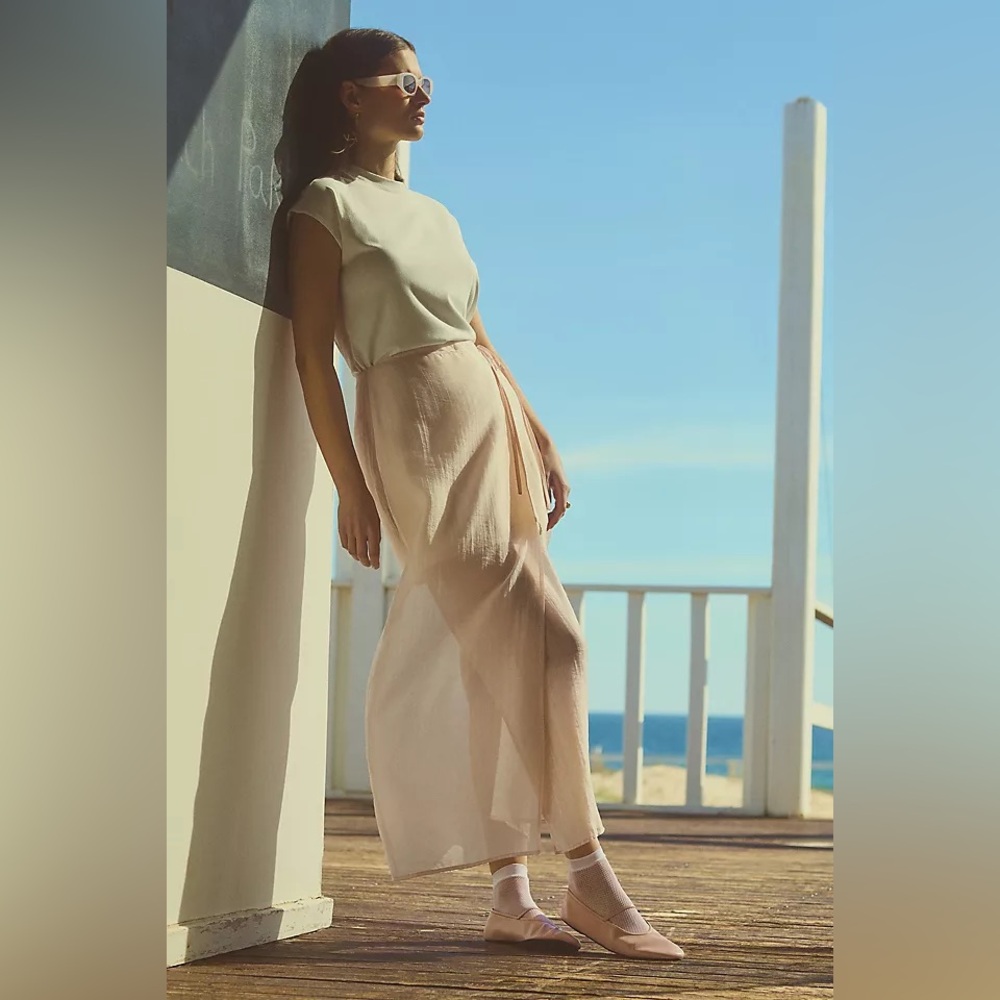 Sunday in Brooklyn Pale Pink Wrap Maxi Skirt